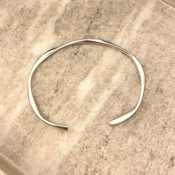 925 Sterling Silver Thin Bangle Bracelet Silver Cuff Bracelet Modern Bracelet - Picture 2 of 4